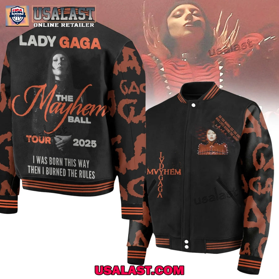 Lady Gaga The Mayhem Ball Tour 2025 Baseball Jacket - Adult & Kids T-Shirts, Sweatshirts & Hoodies apparel design preview 1