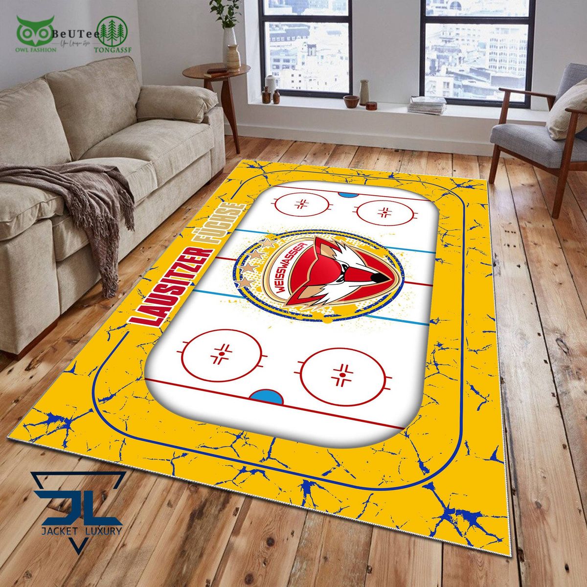Lausitzer Füchse Germany Ice Hockey Team Carpet Rug - Adult & Kids T-Shirts, Sweatshirts & Hoodies apparel design preview 1