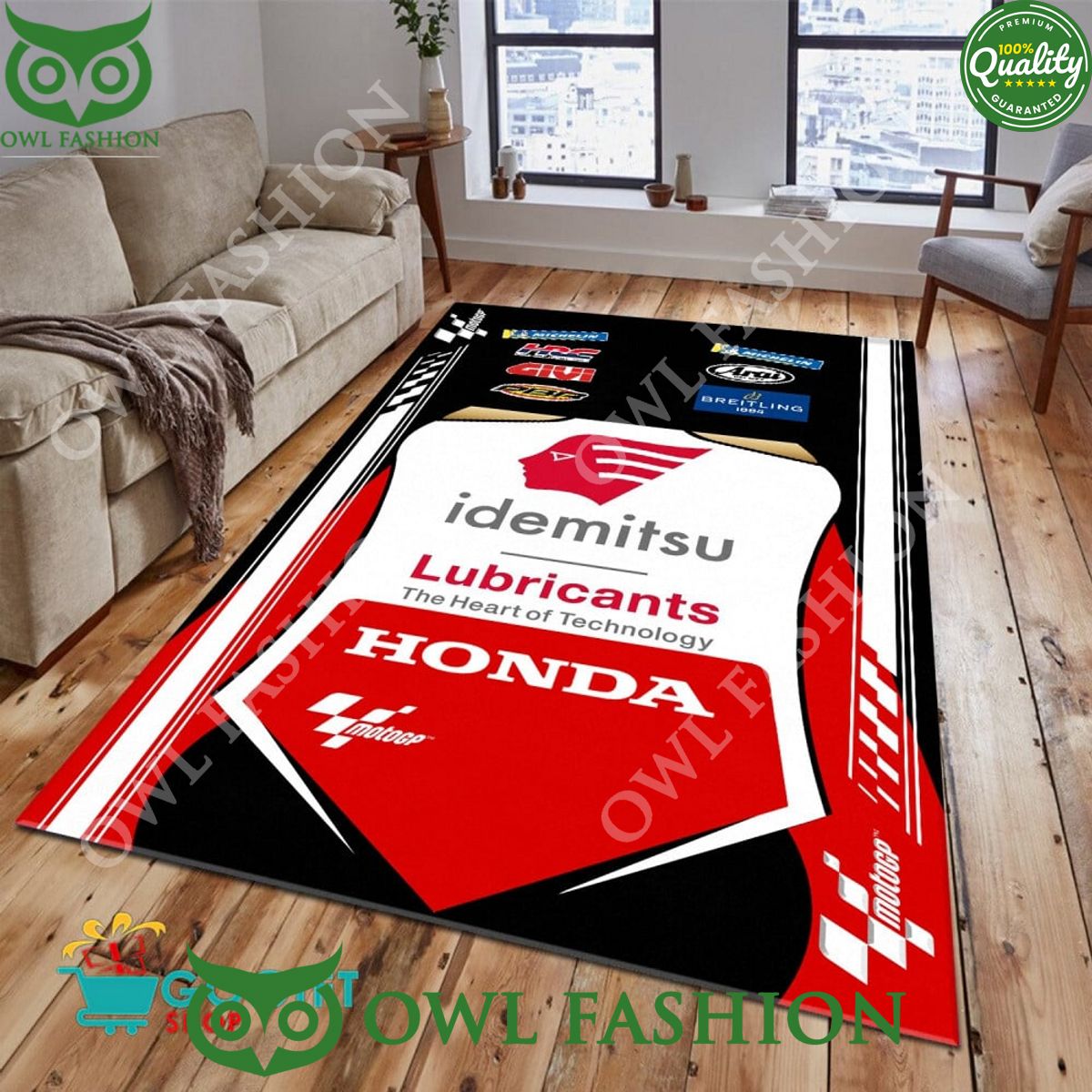LCR Honda Team Lubricants Racing Carpet Rug - Adult & Kids T-Shirts, Sweatshirts & Hoodies apparel design preview 1