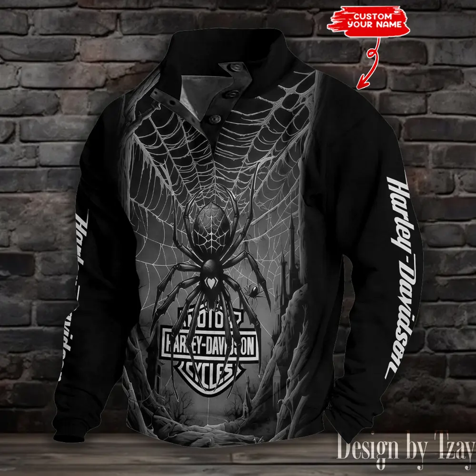 Haarleyy Davidson Spider Web Stand Collar - Adult & Kids T-Shirts, Sweatshirts & Hoodies apparel design preview 1