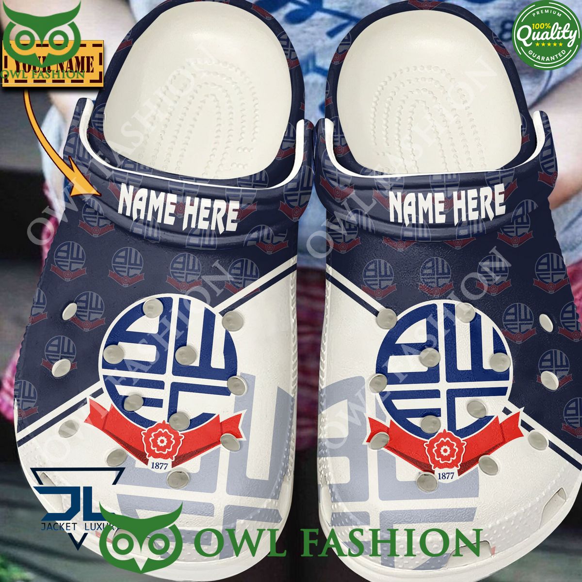 League One Bolton Wanderers FC 1877 Custom Name Croc - Adult & Kids T-Shirts, Sweatshirts & Hoodies apparel design preview 1