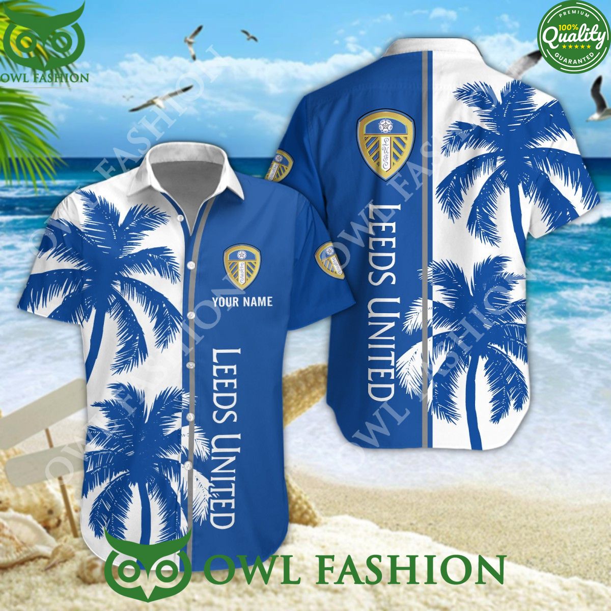 Leeds United Personalized ropical coconut tree 2024 - Adult & Kids T-Shirts, Sweatshirts & Hoodies apparel design preview 1