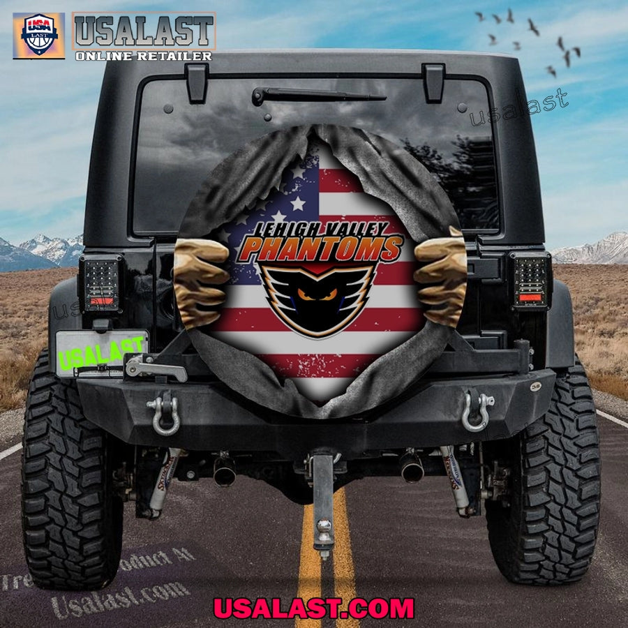 Lehigh Valley Phantoms AHL American Flag Spare Tire - Adult & Kids T-Shirts, Sweatshirts & Hoodies apparel design preview 1