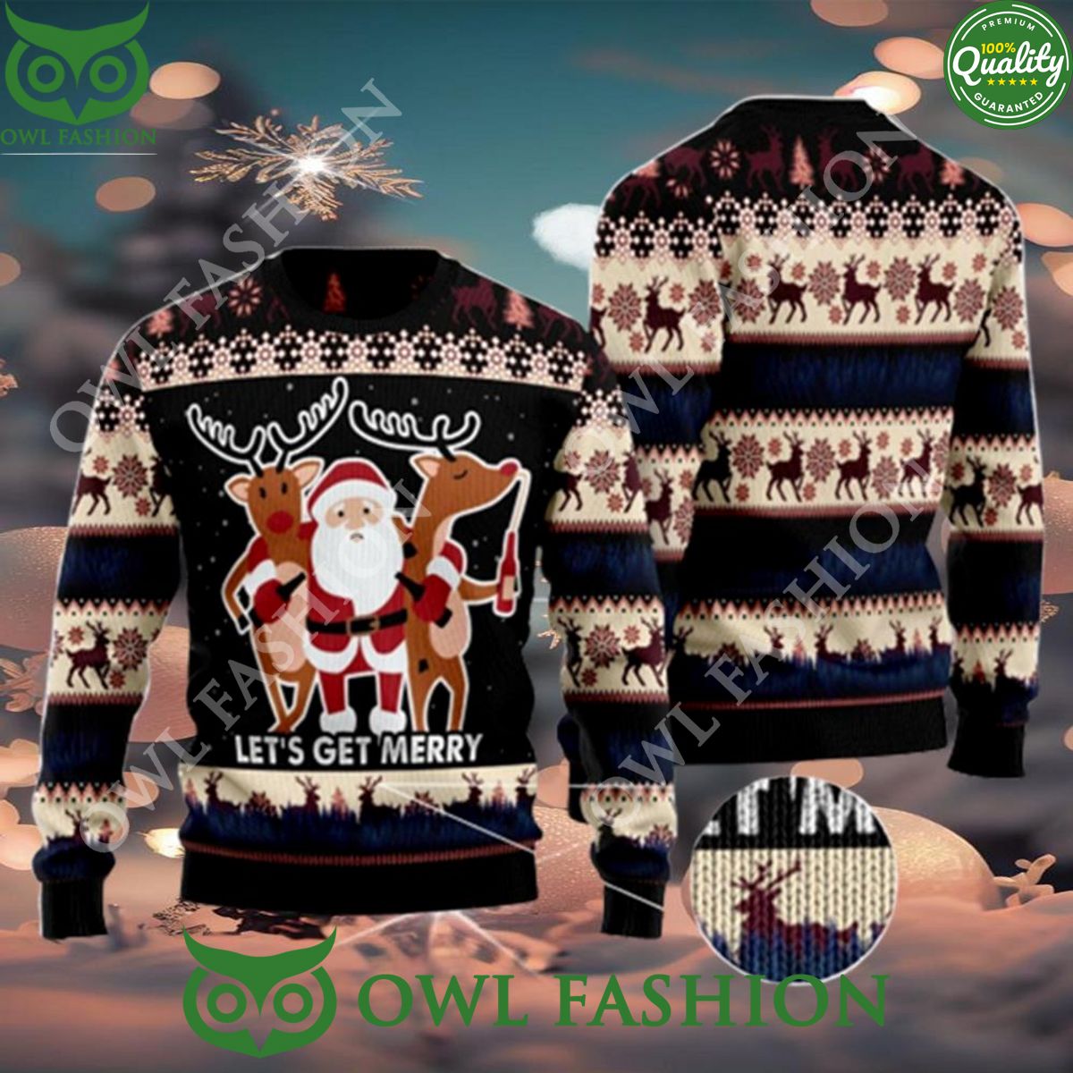 Let's Get Merry Christmas Gift Ugly Sweater Jumper - Adult & Kids T-Shirts, Sweatshirts & Hoodies apparel design preview 1
