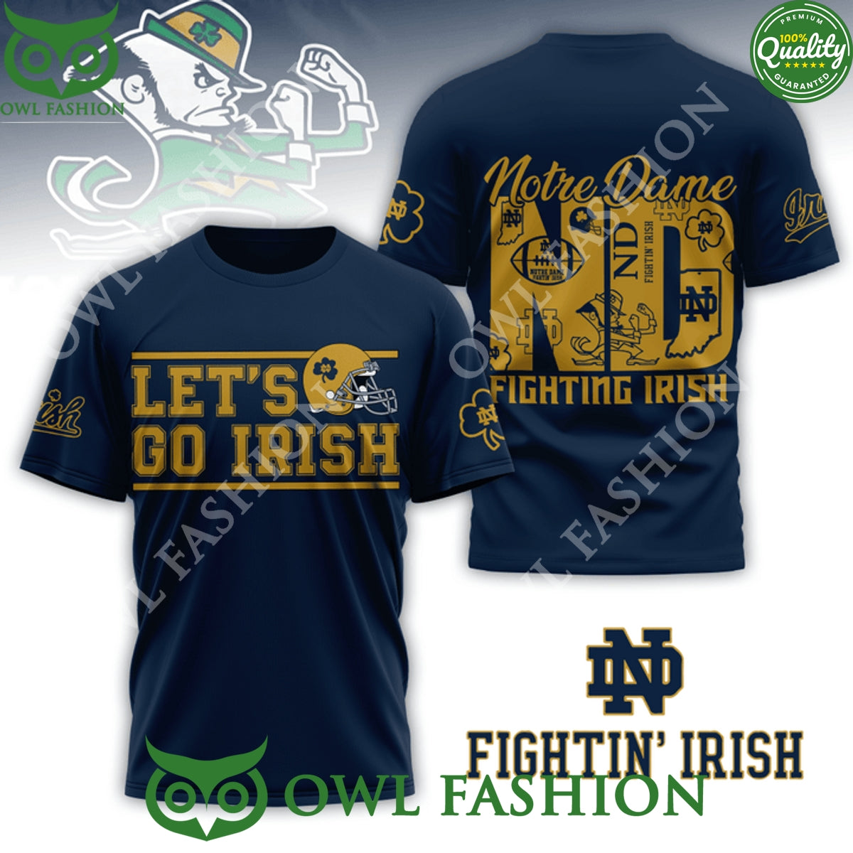 Lets Go Irish Notre Dame Fighting - Adult & Kids T-Shirts, Sweatshirts & Hoodies apparel design preview 1