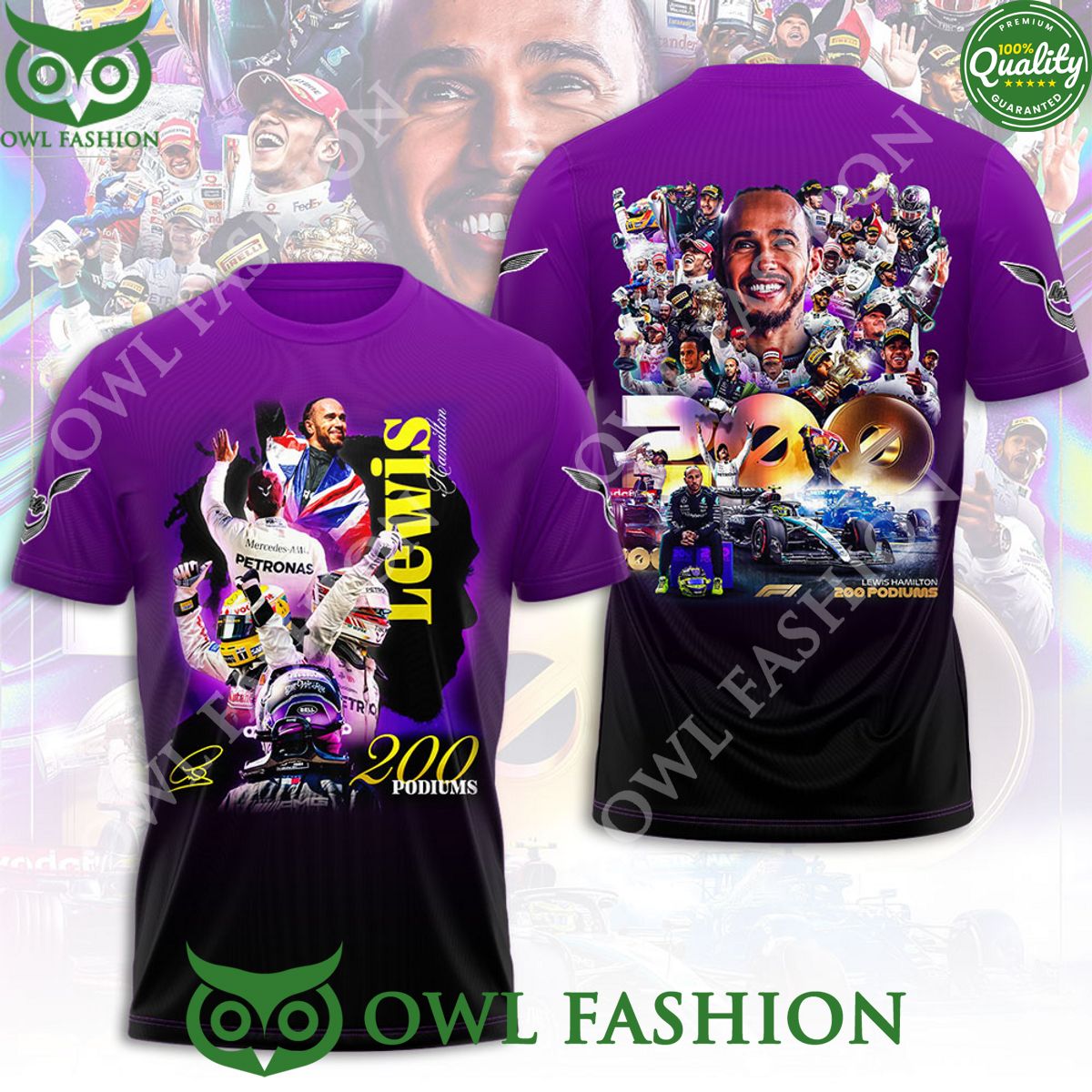 Lewis Hamilton F1 Racing Driver 200 Podiums Petronas - Adult & Kids T-Shirts, Sweatshirts & Hoodies apparel design preview 1