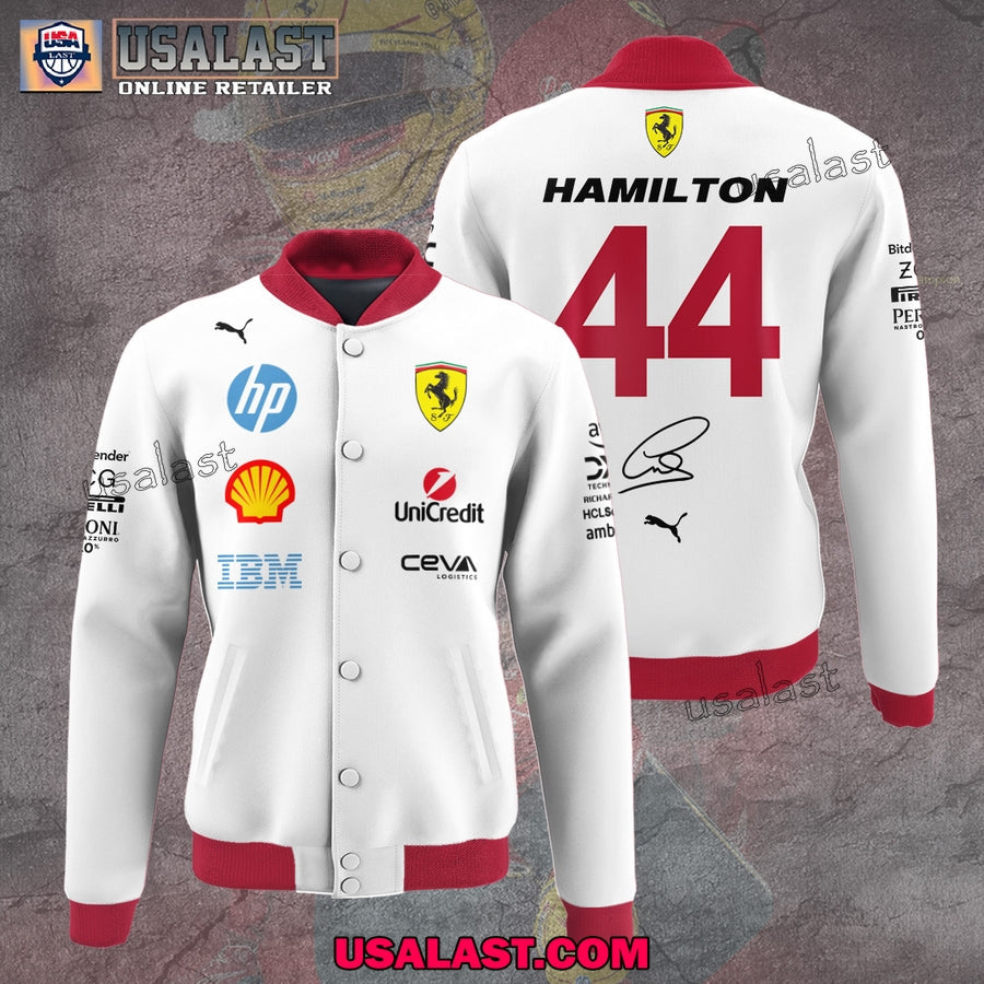 Lewis Hamilton Scuderia Ferrari Baseball Jacket - Adult & Kids T-Shirts, Sweatshirts & Hoodies apparel design preview 1