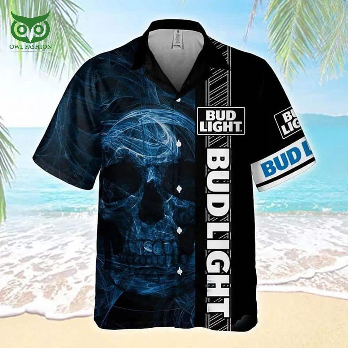 Limited Bud Light Hawaiian Smoke Skull Beer Lovers - Adult & Kids T-Shirts, Sweatshirts & Hoodies apparel design preview 1