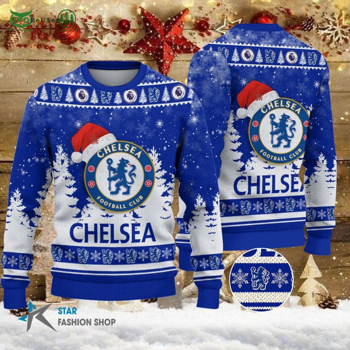 Limited Chelsea FC Premier League ugly Christmas - Adult & Kids T-Shirts, Sweatshirts & Hoodies apparel design preview 1