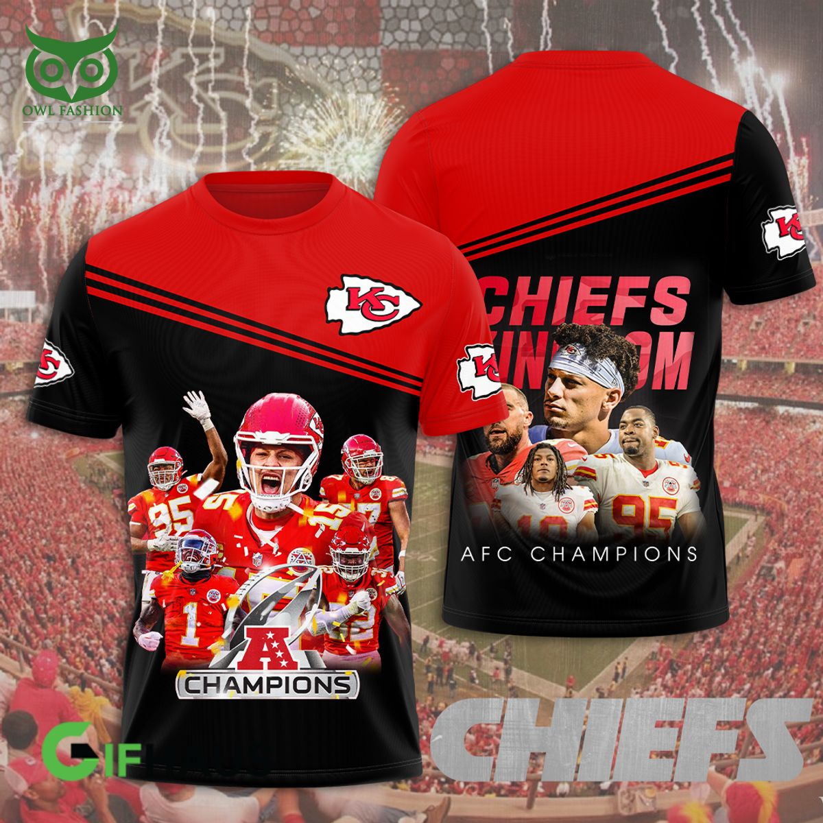 Limited Kansas City Chiefs Kingdom Champs 3D - Adult & Kids T-Shirts, Sweatshirts & Hoodies apparel design preview 1