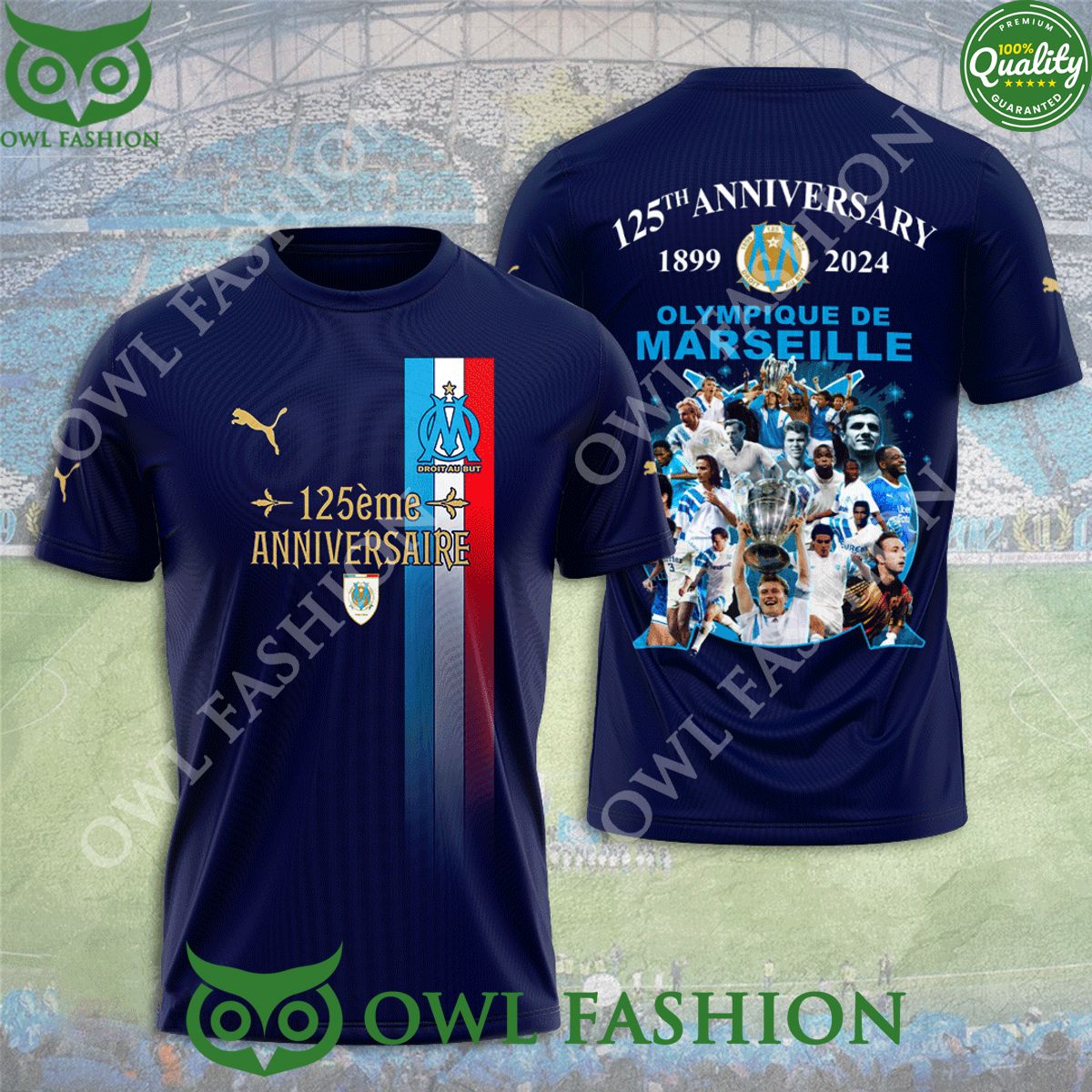 Limited Olympique De Marseille 125th Anniversary 1899 - Adult & Kids T-Shirts, Sweatshirts & Hoodies apparel design preview 1