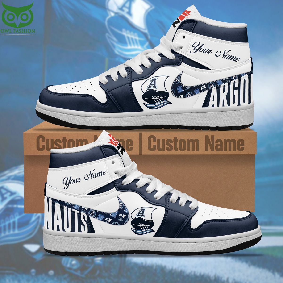 Limited Toronto Argonauts shoes Air Jodan 1 High Top - Adult & Kids T-Shirts, Sweatshirts & Hoodies apparel design preview 1