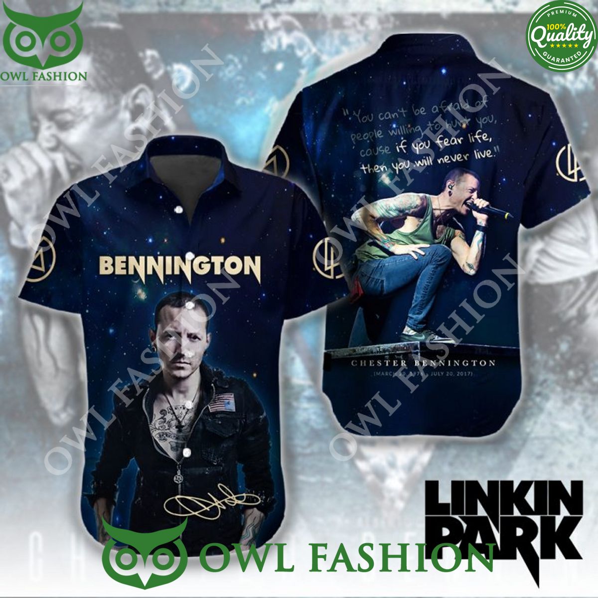 Linkin Park Bennington rock Singer Hawaiian - Adult & Kids T-Shirts, Sweatshirts & Hoodies apparel design preview 1