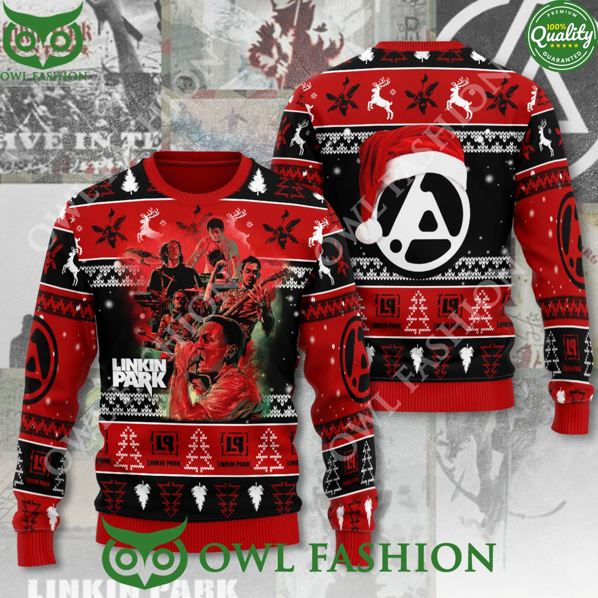Linkin Park Rock Band Performing on Stage Xmas 3D - Adult & Kids T-Shirts, Sweatshirts & Hoodies apparel design preview 1