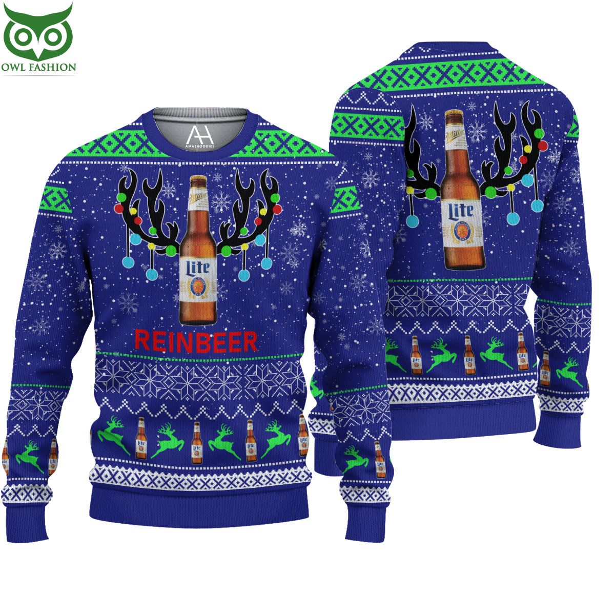 Lite Beer Reinbeer Ugly Sweater Jumpers For Men - Adult & Kids T-Shirts, Sweatshirts & Hoodies apparel design preview 1