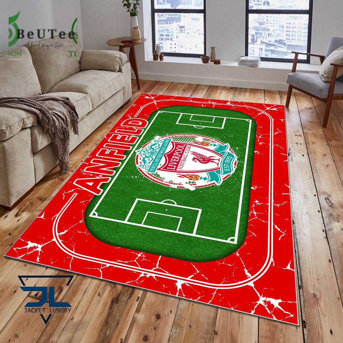 Liverpool FC Premier League Football Team Carpet Rug - Adult & Kids T-Shirts, Sweatshirts & Hoodies apparel design preview 1