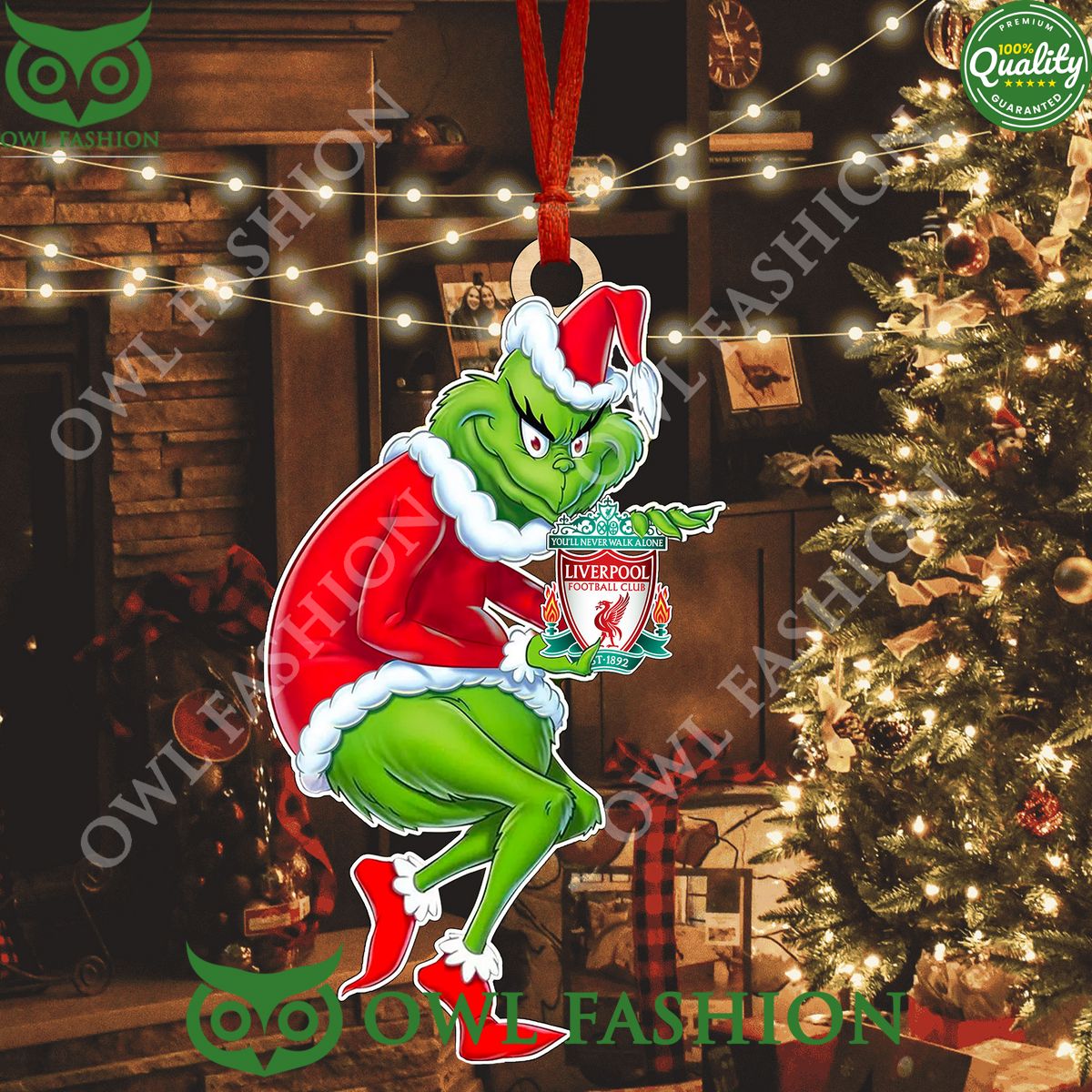 Liverpool Grinch Hug 2-Side Printed Ornament - Adult & Kids T-Shirts, Sweatshirts & Hoodies apparel design preview 1
