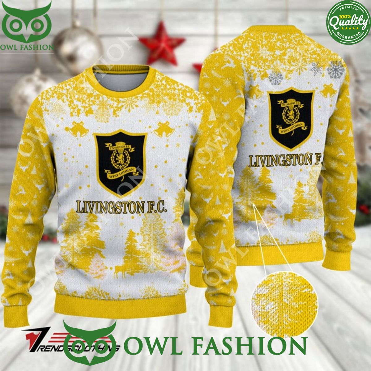 Livingston F.C. SPFL Scottish Snow Fall Pine Ugly - Adult & Kids T-Shirts, Sweatshirts & Hoodies apparel design preview 1