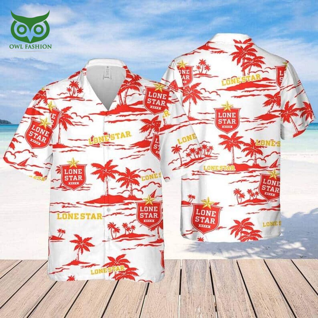 Lone Star Beer Beach Pattern Hawaiian - Adult & Kids T-Shirts, Sweatshirts & Hoodies apparel design preview 1
