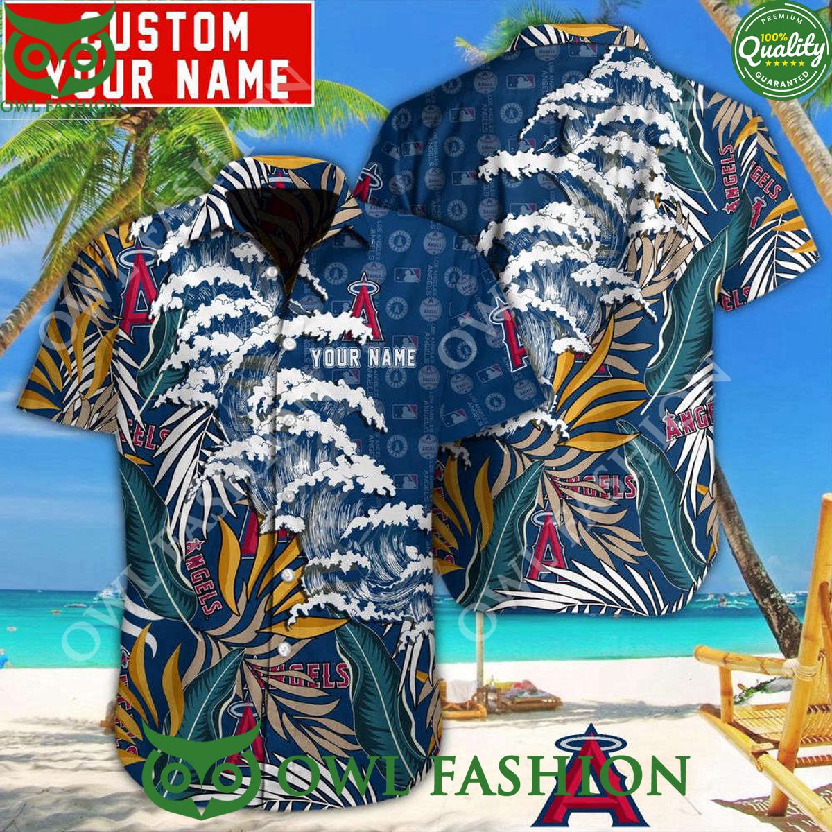 Los Angeles Angels MLB Sea Waves Pattern Personalized - Adult & Kids T-Shirts, Sweatshirts & Hoodies apparel design preview 1