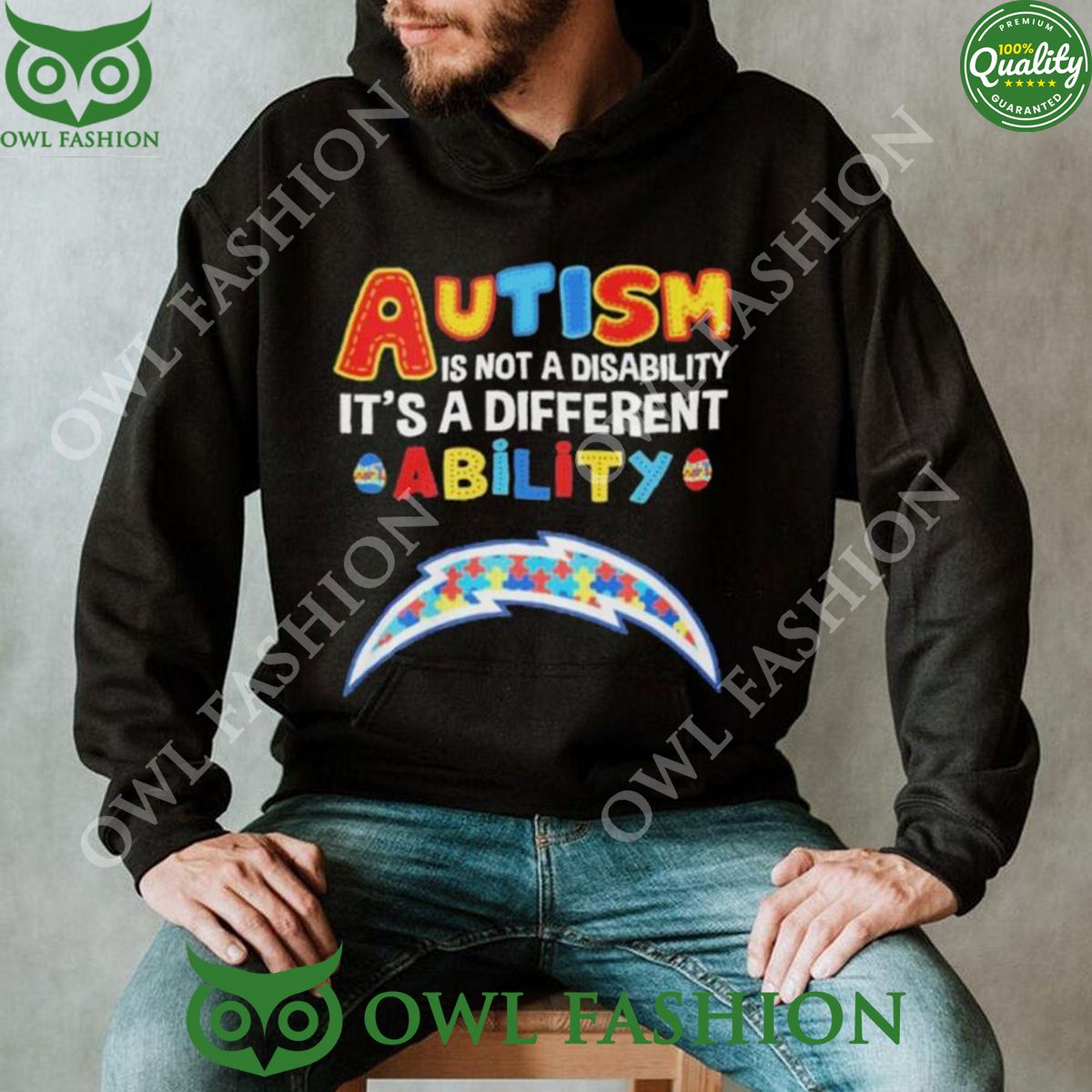 Los Angeles Chargers Autism Its a Different 2024 - Adult & Kids T-Shirts, Sweatshirts & Hoodies apparel design preview 1