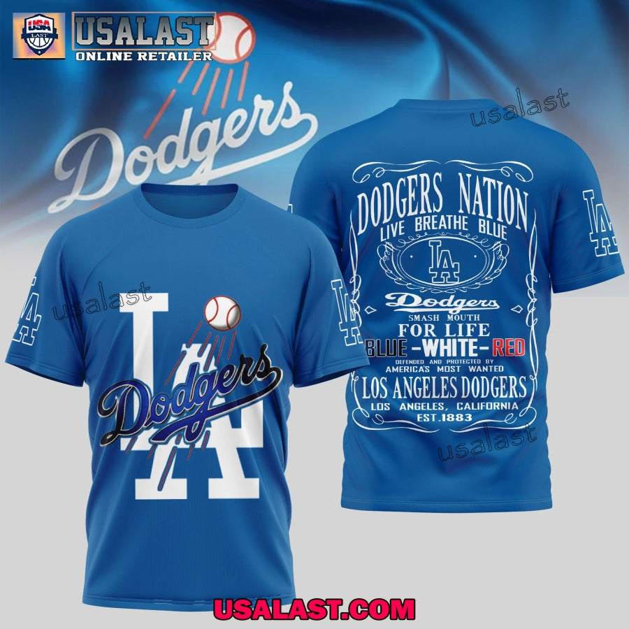 Los Angeles Dodgers Live Breath Blue 2025 3D - Adult & Kids T-Shirts, Sweatshirts & Hoodies apparel design preview 1