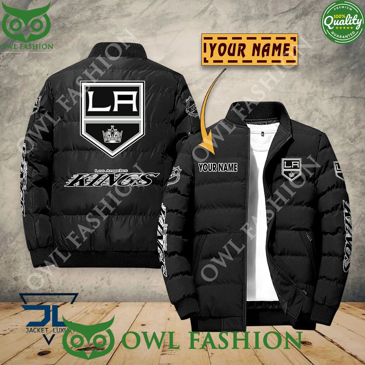 Los Angeles Kings Custom Name NHL Ice Hockey Puffer - Adult & Kids T-Shirts, Sweatshirts & Hoodies apparel design preview 1
