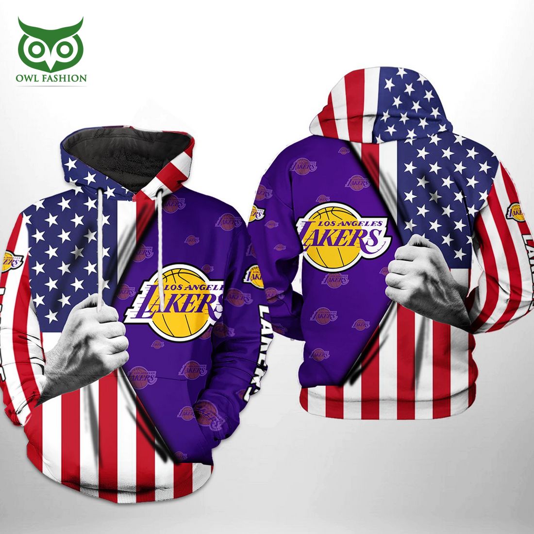 Los Angeles Lakers NBA US Flag Team 3D Printed and - Adult & Kids T-Shirts, Sweatshirts & Hoodies apparel design preview 1