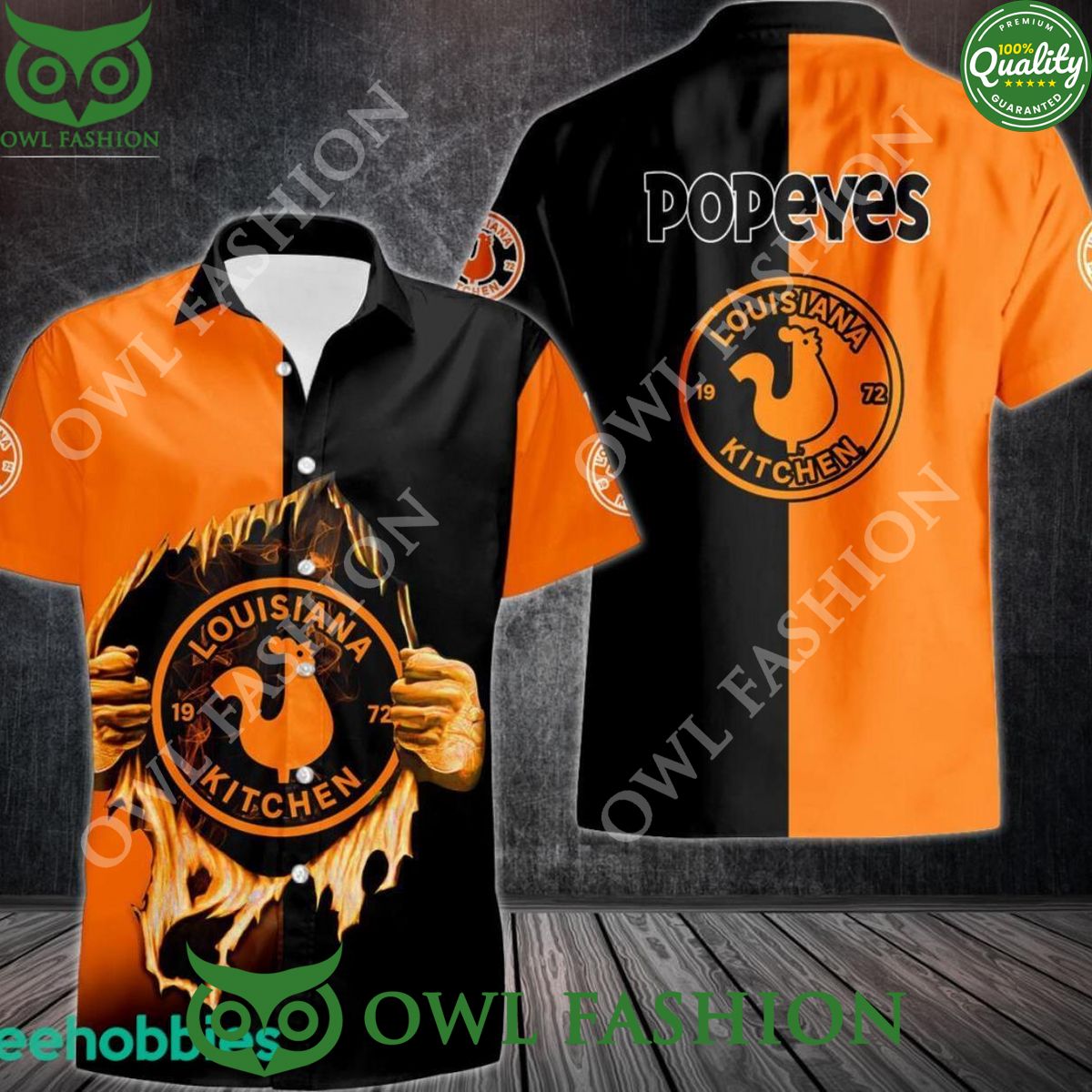 Louisiana Kitchen 1972 Popeyes Logo Brand Hawaiian - Adult & Kids T-Shirts, Sweatshirts & Hoodies apparel design preview 1