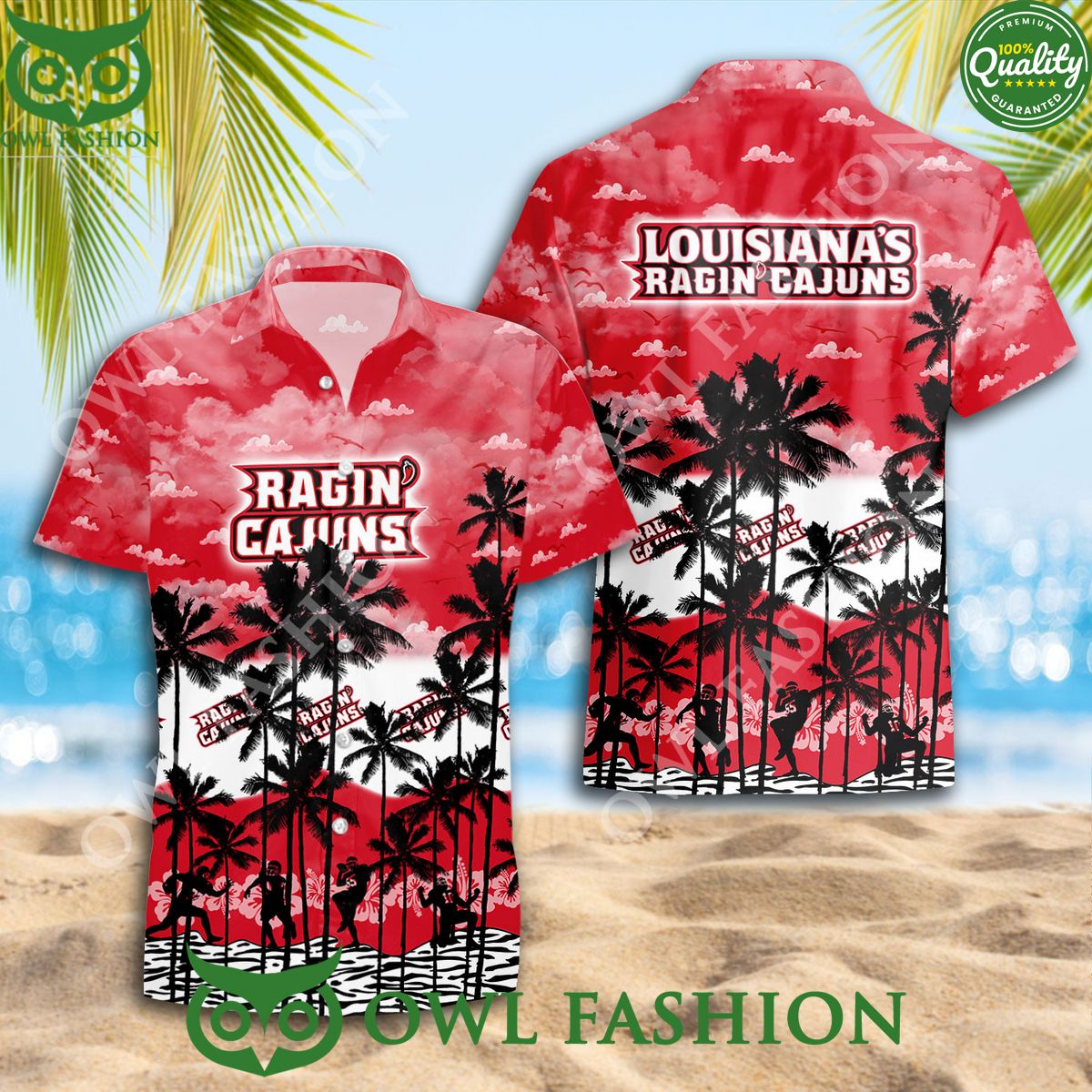 Louisiana Ragin Cajuns Hawaiian NCAA Trending Summer - Adult & Kids T-Shirts, Sweatshirts & Hoodies apparel design preview 1
