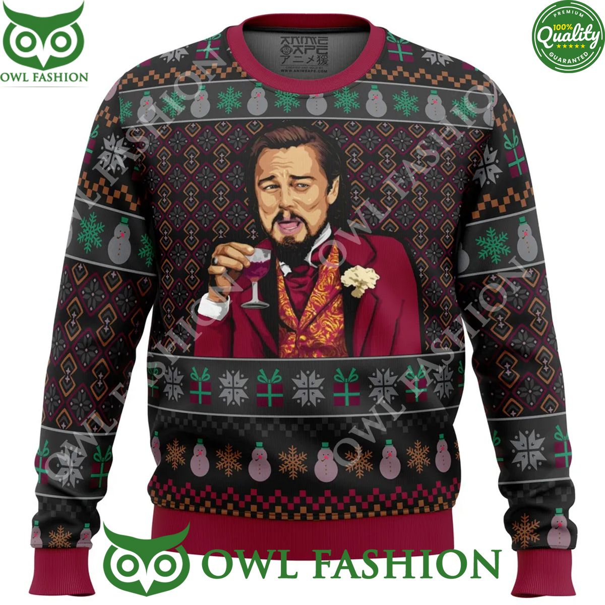 Laughing Leo DiCaprio Meme Ugly Christmas Sweater - Adult & Kids T-Shirts, Sweatshirts & Hoodies apparel design preview 1