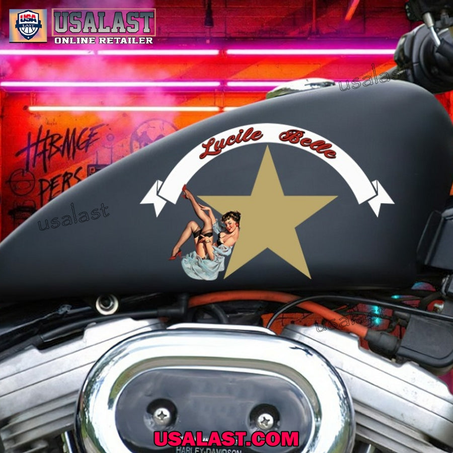 Lucile Belle Girl Motorcycle Custom Text Decal - Adult & Kids T-Shirts, Sweatshirts & Hoodies apparel design preview 1