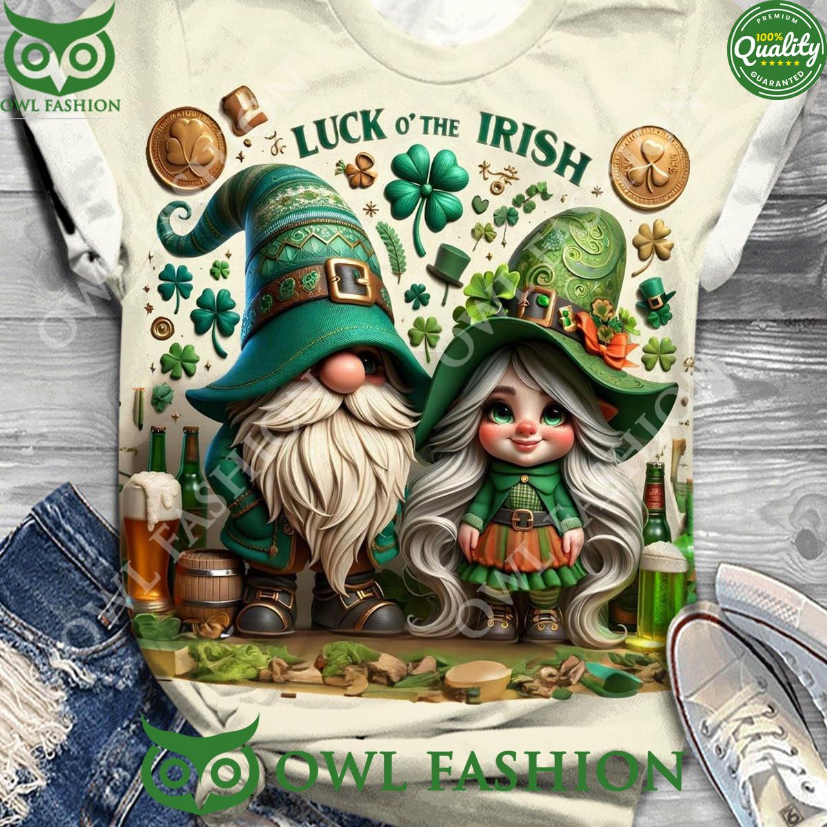 Luck O' The Irish Crew Neck Green - Adult & Kids T-Shirts, Sweatshirts & Hoodies apparel design preview 1