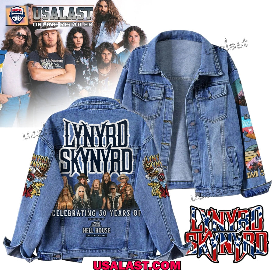 Lynyrd Skynyrd Celebrating 50 Years Of Denim Jacket - Adult & Kids T-Shirts, Sweatshirts & Hoodies apparel design preview 1