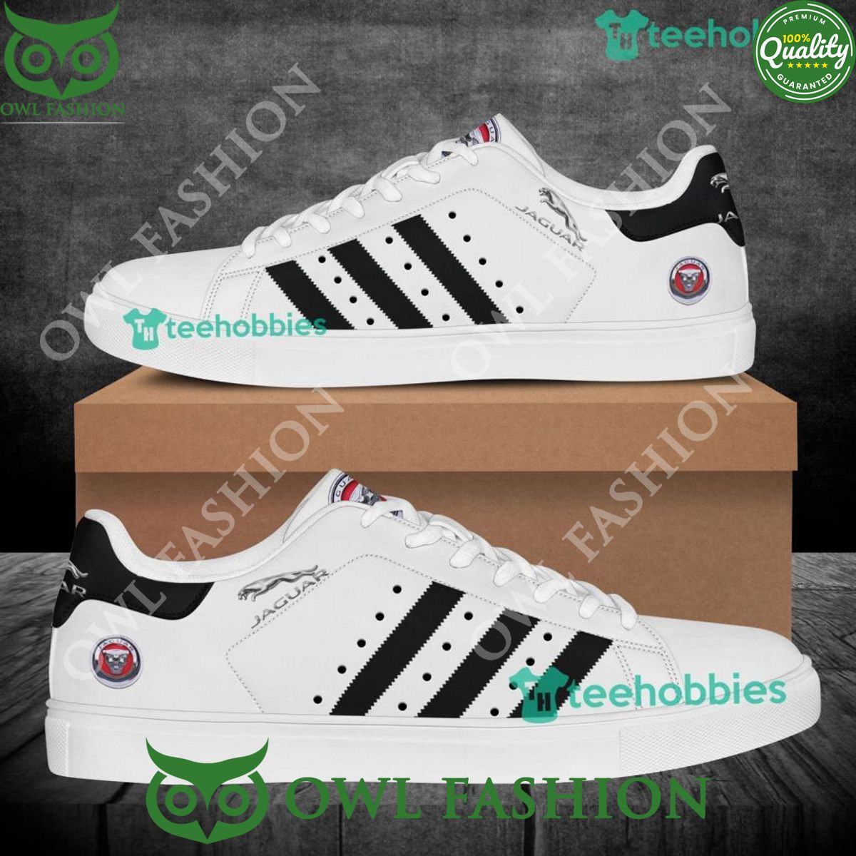 Jaguar White with Black Stripes Stan Smith Skate - Adult & Kids T-Shirts, Sweatshirts & Hoodies apparel design preview 1