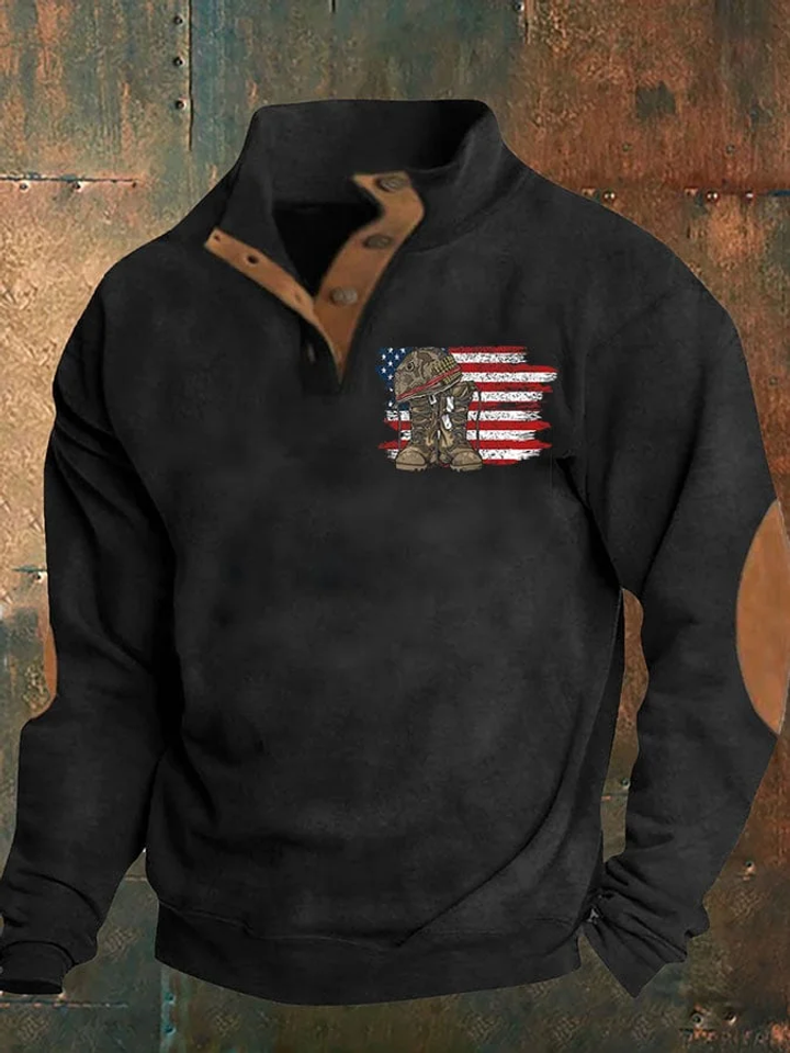 Men's Aintage Veteran Flag Print With Stand Collar - Adult & Kids T-Shirts, Sweatshirts & Hoodies apparel design preview 1