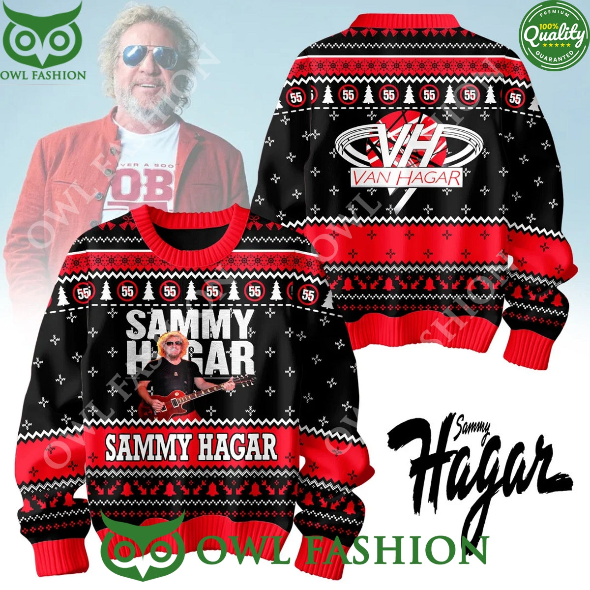 Sammy Hagar I cant drive 55 Red Rocker ugly sweater - Adult & Kids T-Shirts, Sweatshirts & Hoodies apparel design preview 1