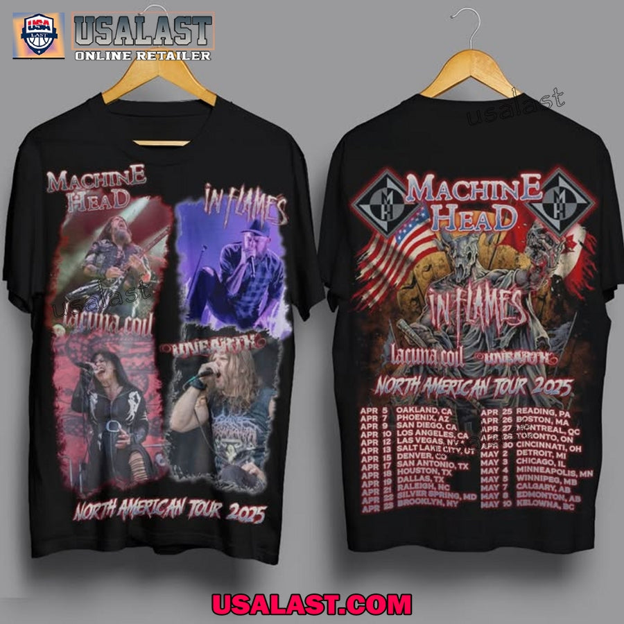 Machine Head In Flames Lacuna Coil Unearth 2025 Tour - Adult & Kids T-Shirts, Sweatshirts & Hoodies apparel design preview 1