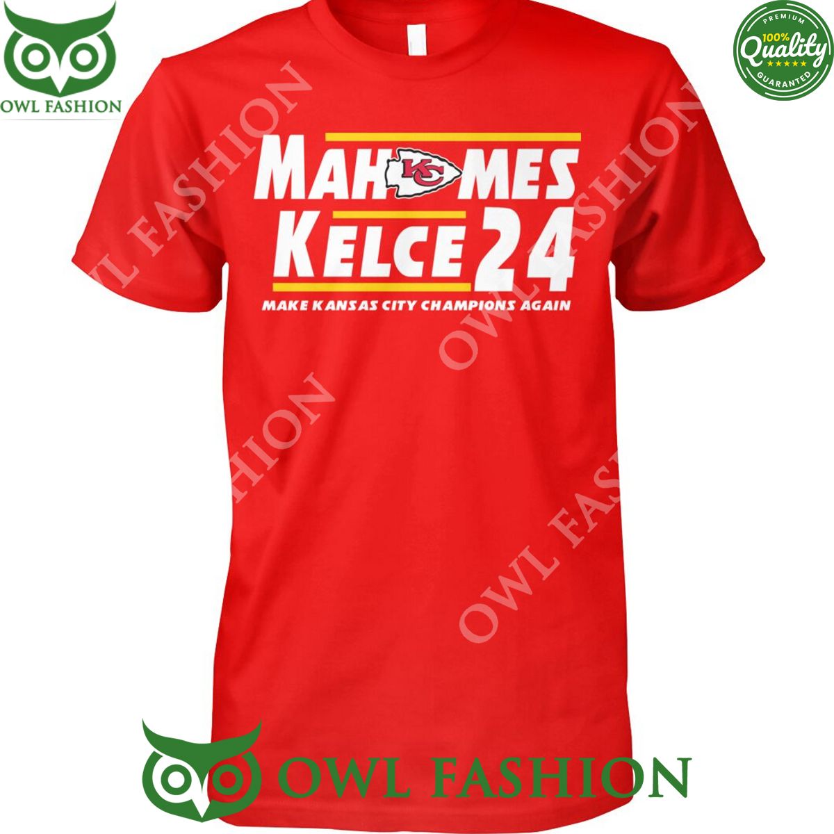 Mahomes Kelce 2024 Kansas City red - Adult & Kids T-Shirts, Sweatshirts & Hoodies apparel design preview 1