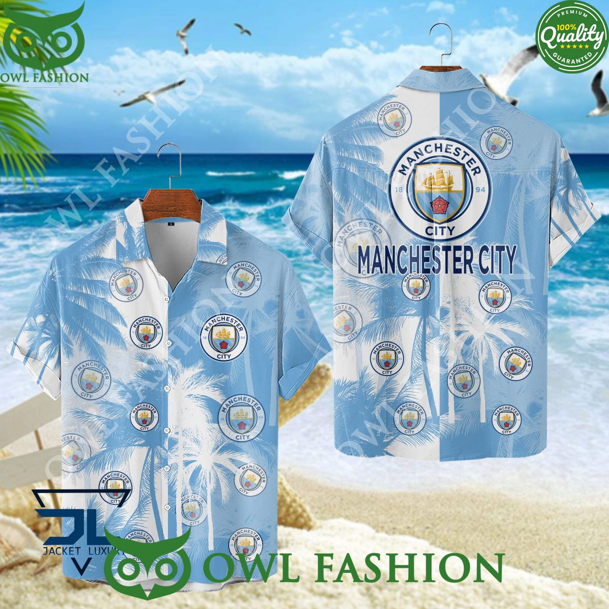 Manchester City F.C Premier League summer Hawaiian - Adult & Kids T-Shirts, Sweatshirts & Hoodies apparel design preview 1