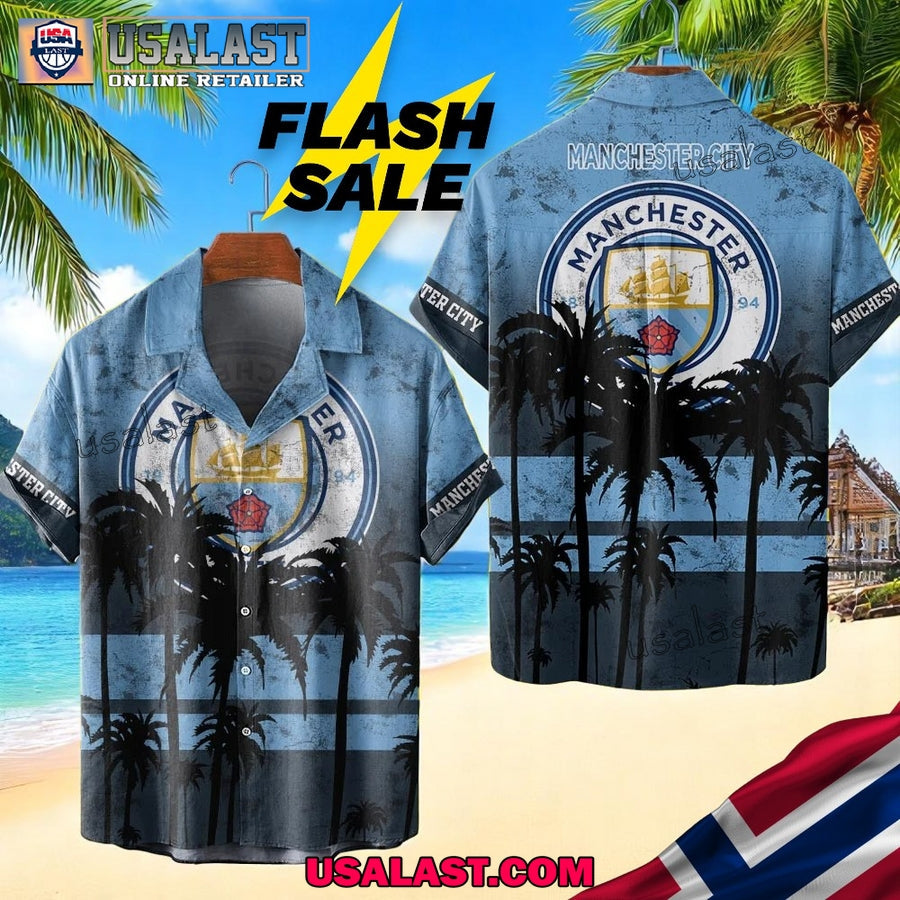 Manchester City FC Coconut Tree Style Hawaiian - Adult & Kids T-Shirts, Sweatshirts & Hoodies apparel design preview 1
