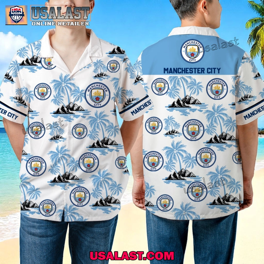Manchester City FC Summer Hawaiian Outfit 2025 - Adult & Kids T-Shirts, Sweatshirts & Hoodies apparel design preview 1