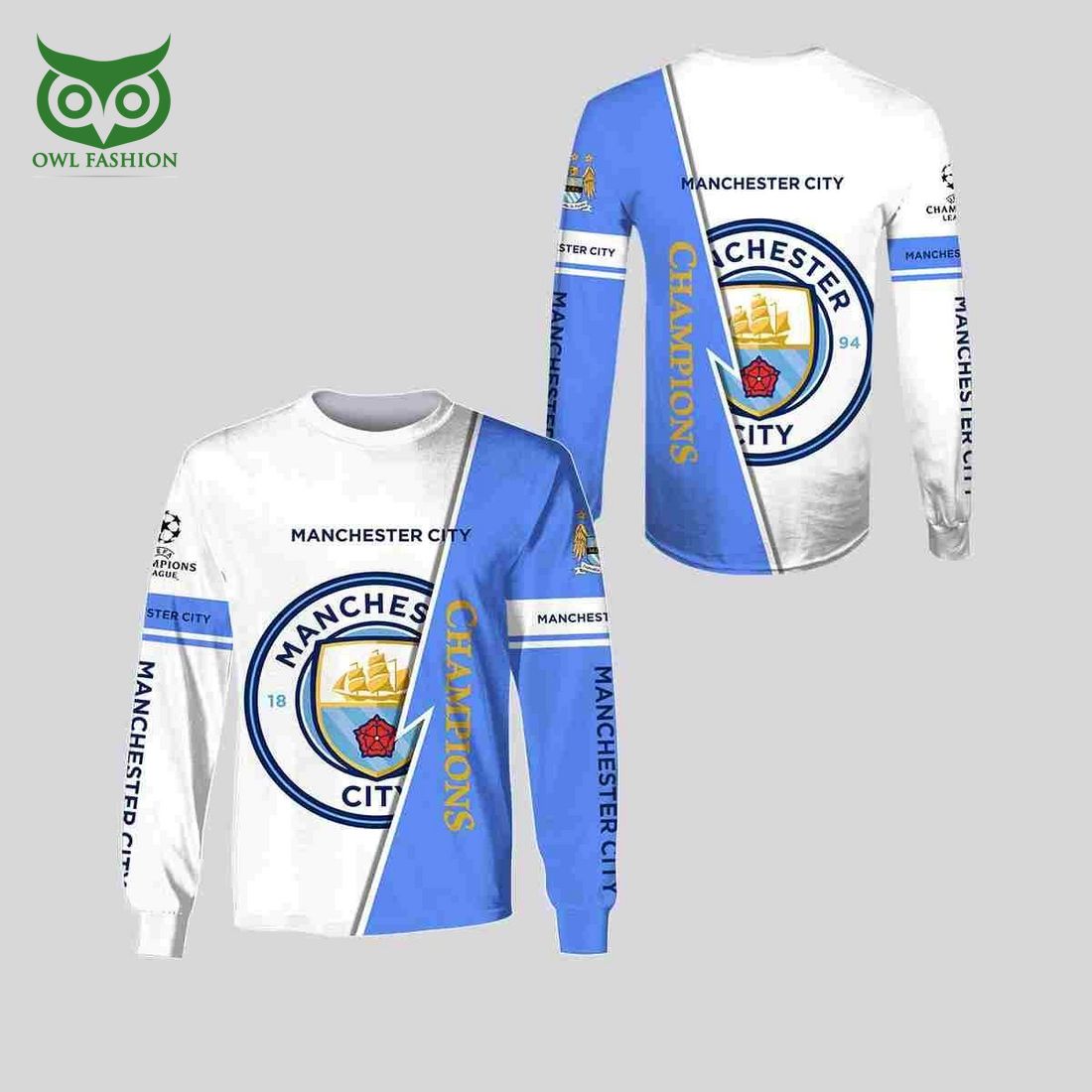 Manchester City Premier League Champions 2023 3D - Adult & Kids T-Shirts, Sweatshirts & Hoodies apparel design preview 1