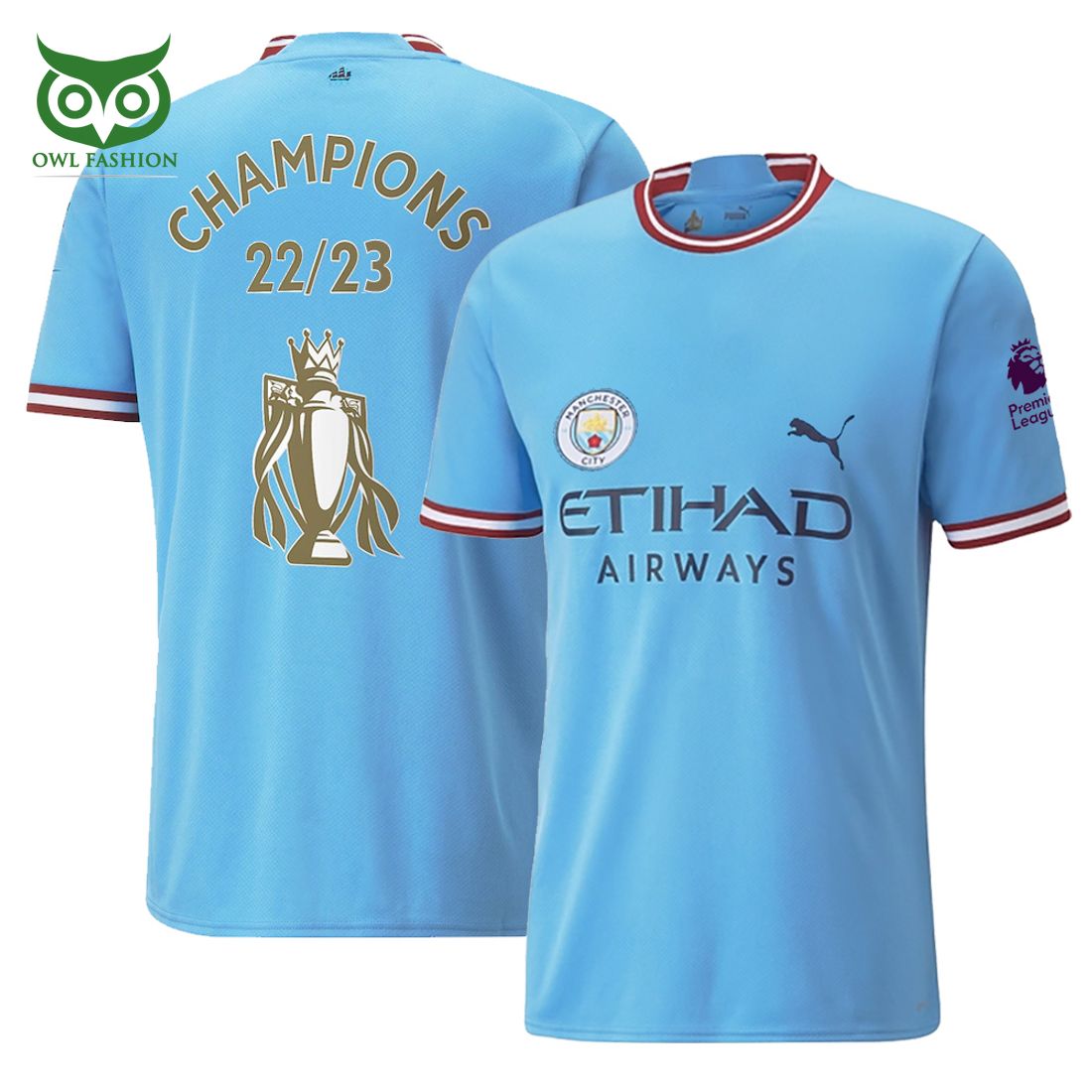 Manchester City Premier League Champions 2023 Blue 3D - Adult & Kids T-Shirts, Sweatshirts & Hoodies apparel design preview 1