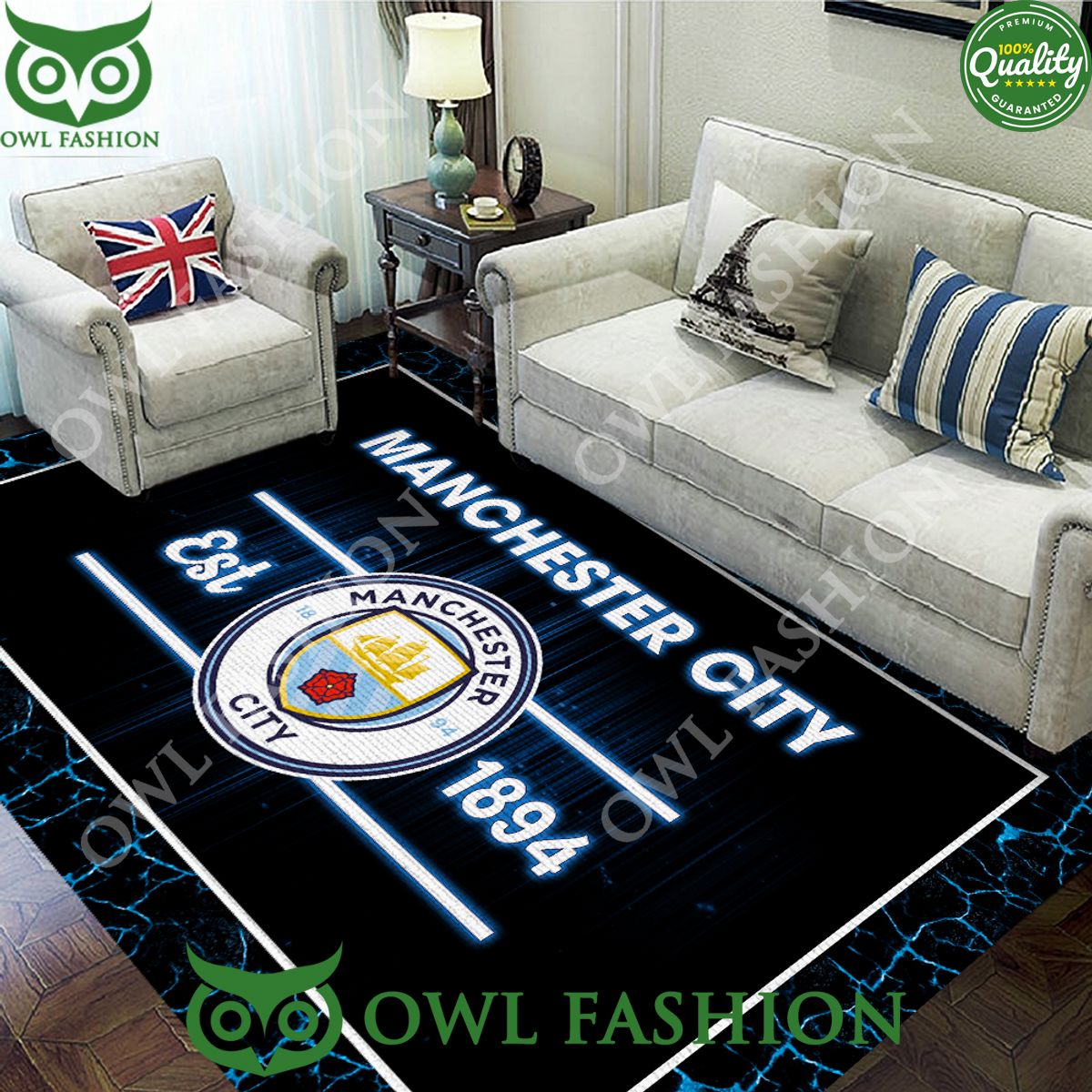 Manchester City Rectangular Est 1894 England Limited - Adult & Kids T-Shirts, Sweatshirts & Hoodies apparel design preview 1