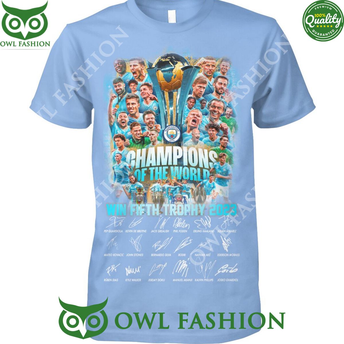 Manchester City Win Fifth Trophy 2023 Legendary - Adult & Kids T-Shirts, Sweatshirts & Hoodies apparel design preview 1