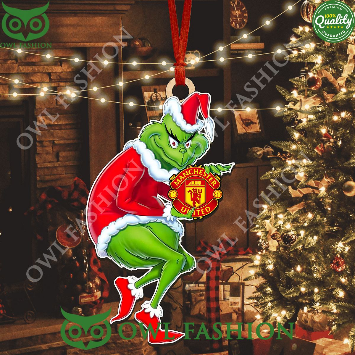 Manchester United Grinch Hug 2-Side Printed Ornament - Adult & Kids T-Shirts, Sweatshirts & Hoodies apparel design preview 1