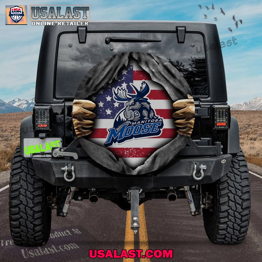Manitoba Moose AHL American Flag Spare Tire Cover - Adult & Kids T-Shirts, Sweatshirts & Hoodies apparel design preview 1