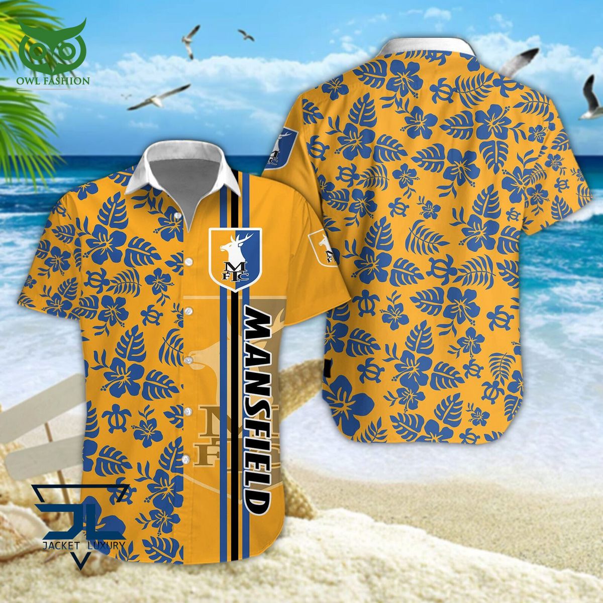 Mansfield Town Football EPL Championship Hawaiian - Adult & Kids T-Shirts, Sweatshirts & Hoodies apparel design preview 1