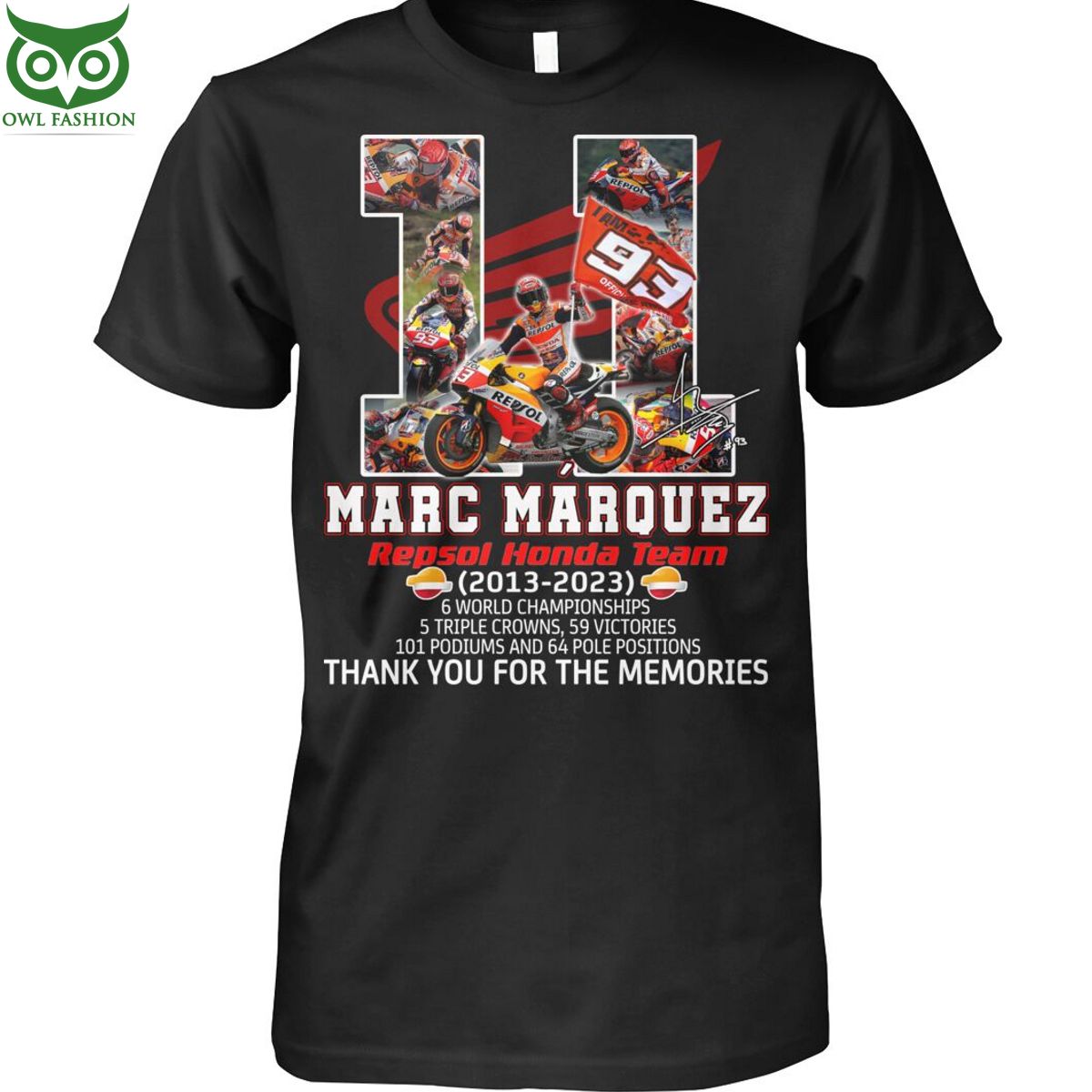 Marc Marquez 11 years repsol honda team championships - Adult & Kids T-Shirts, Sweatshirts & Hoodies apparel design preview 1